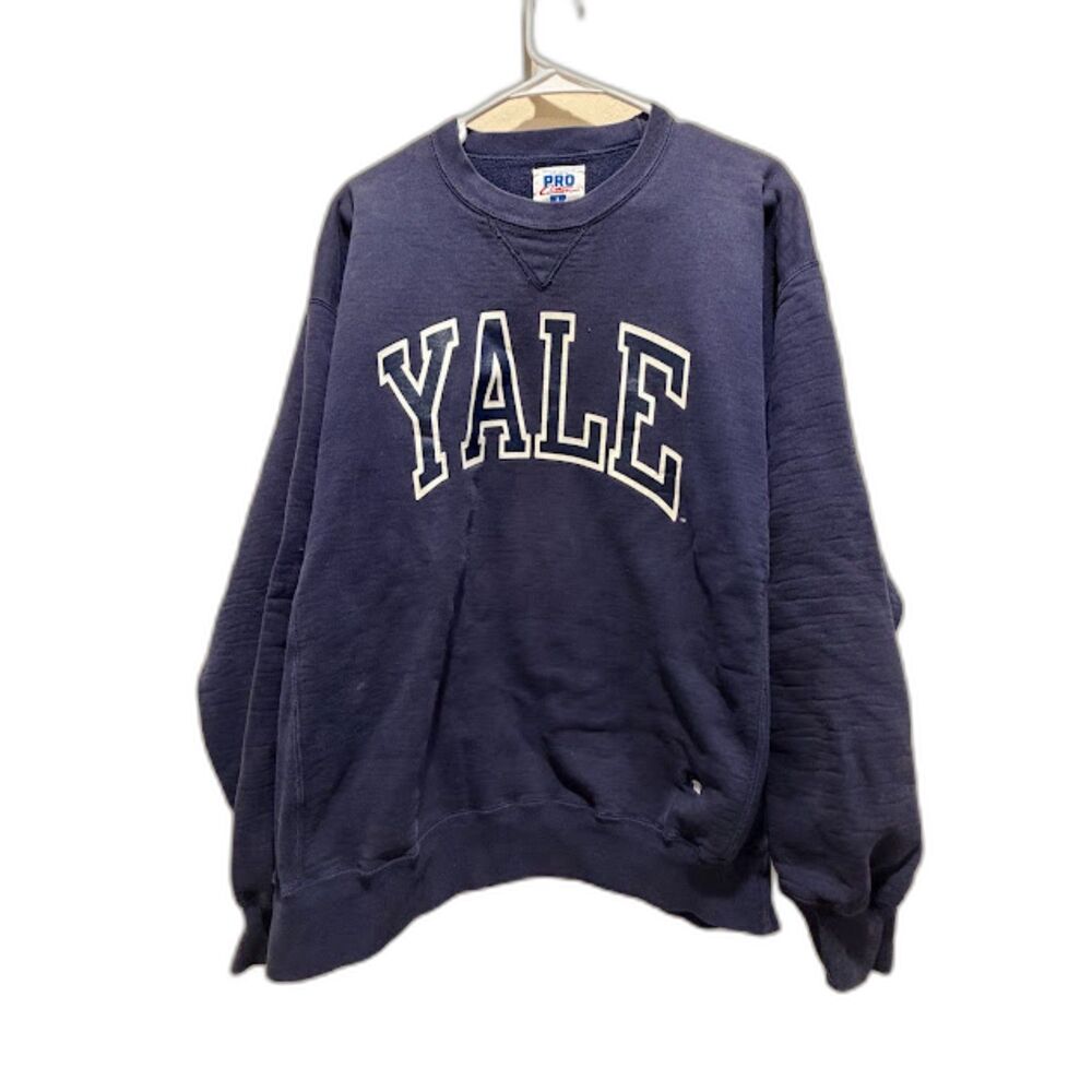 Yale Crewneck Sweatshirt VTG Collegiate spellout heavyweight Russell athletic XL